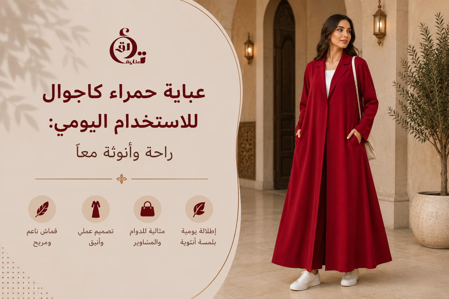 عباية حمراء كاجوال للاستخدام اليومي راحة وأنوثة معا