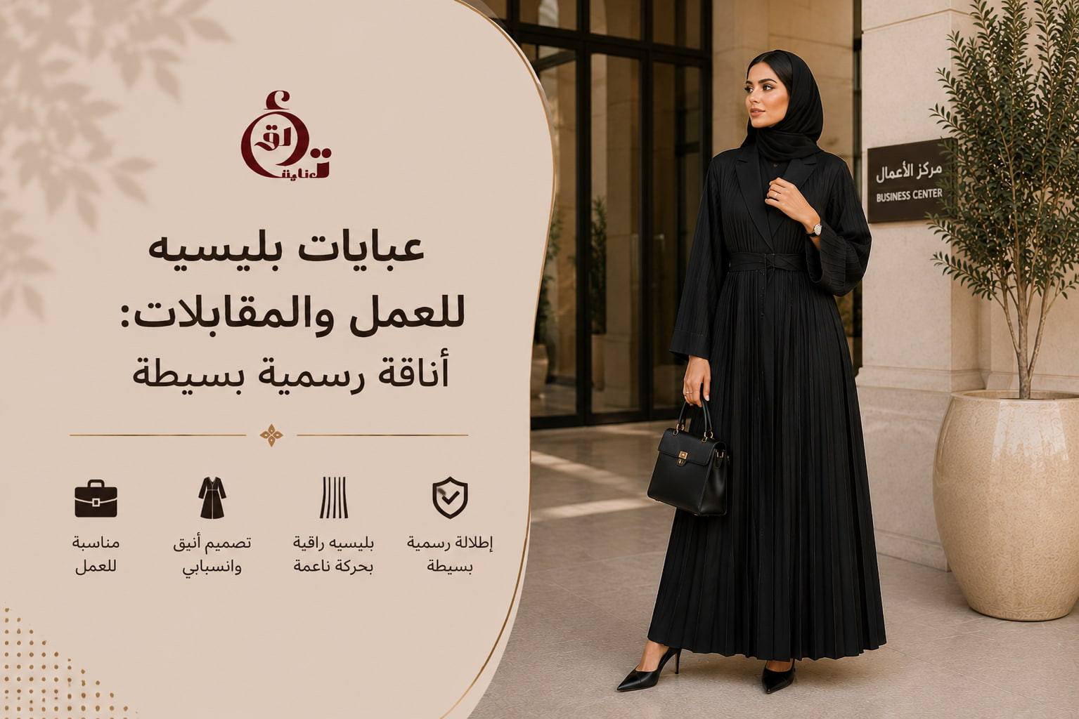 عبايات بليسيه للعمل والمقابلات أناقة رسمية بسيطة