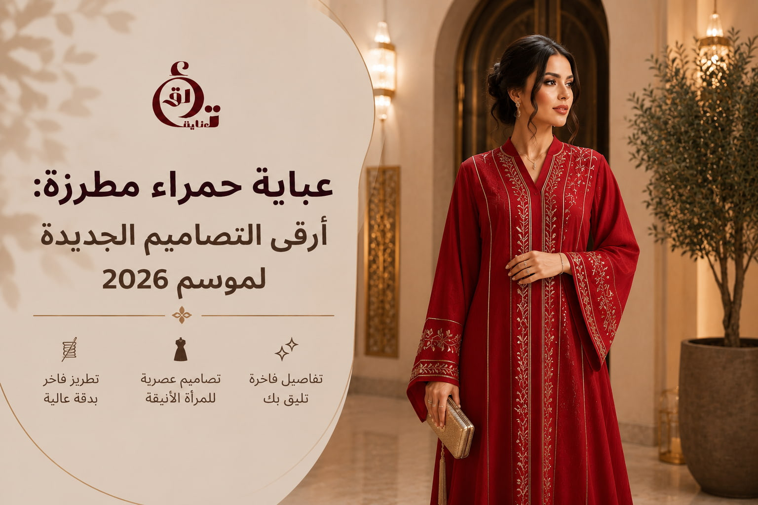 عباية حمراء مطرزة أرقى التصاميم الجديدة لموسم 2026