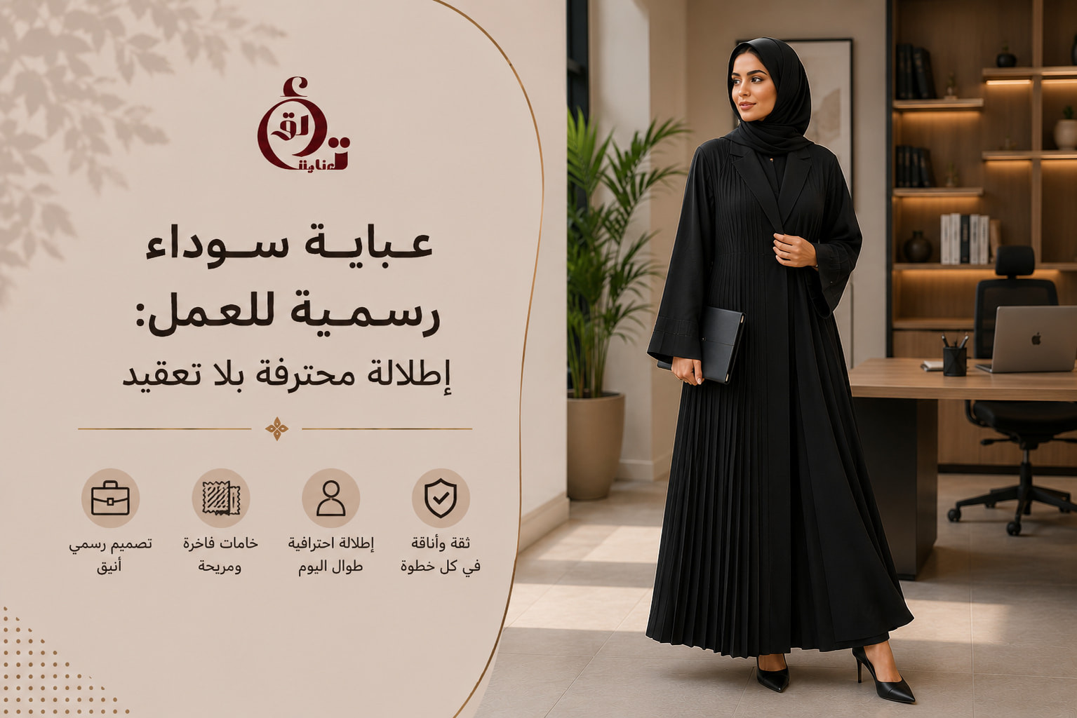 عباية سوداء رسمية للعمل إطلالة محترفة بلا تعقيد