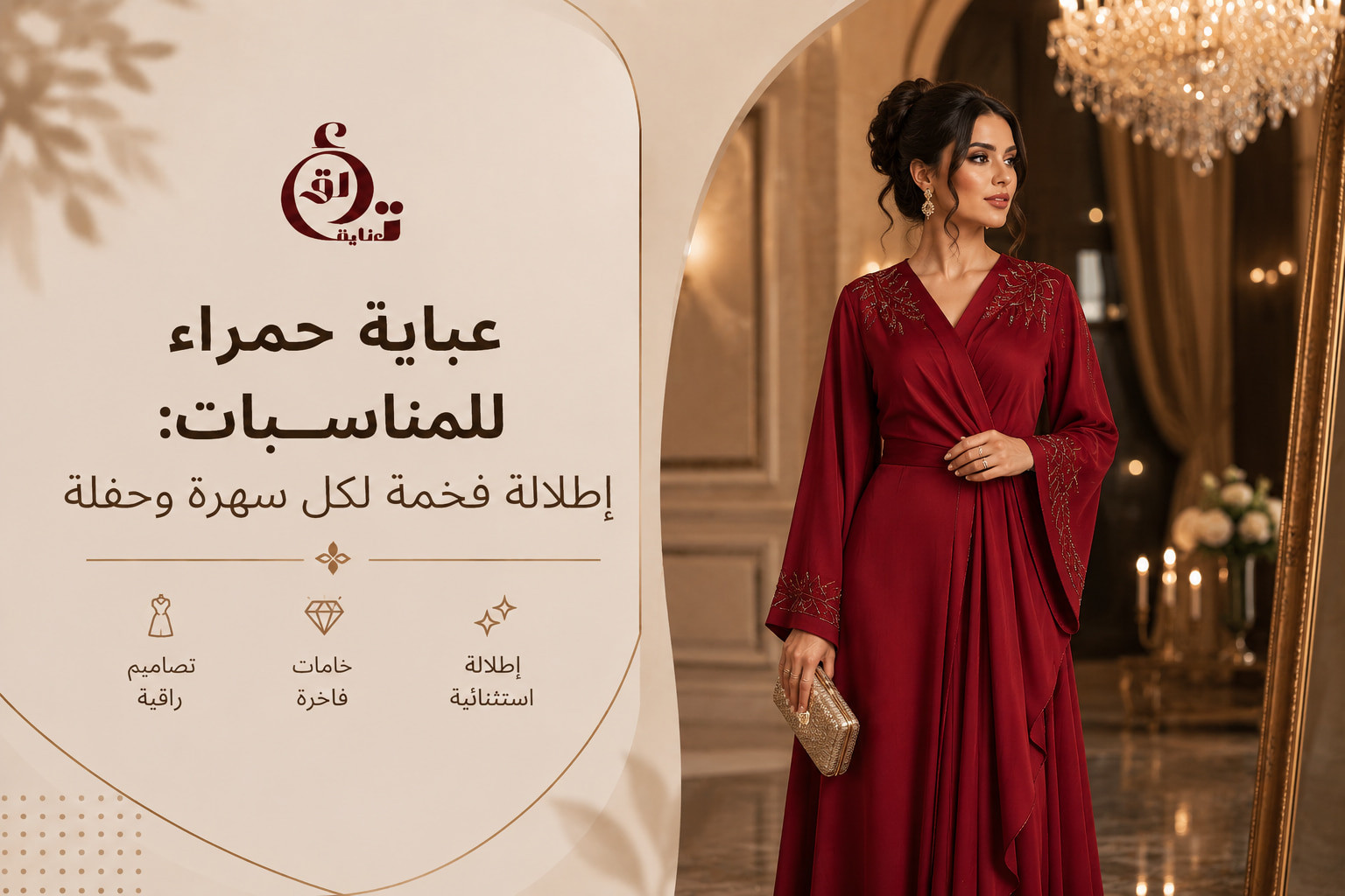 عباية حمراء للمناسبات إطلالة فخمة لكل سهرة وحفلة